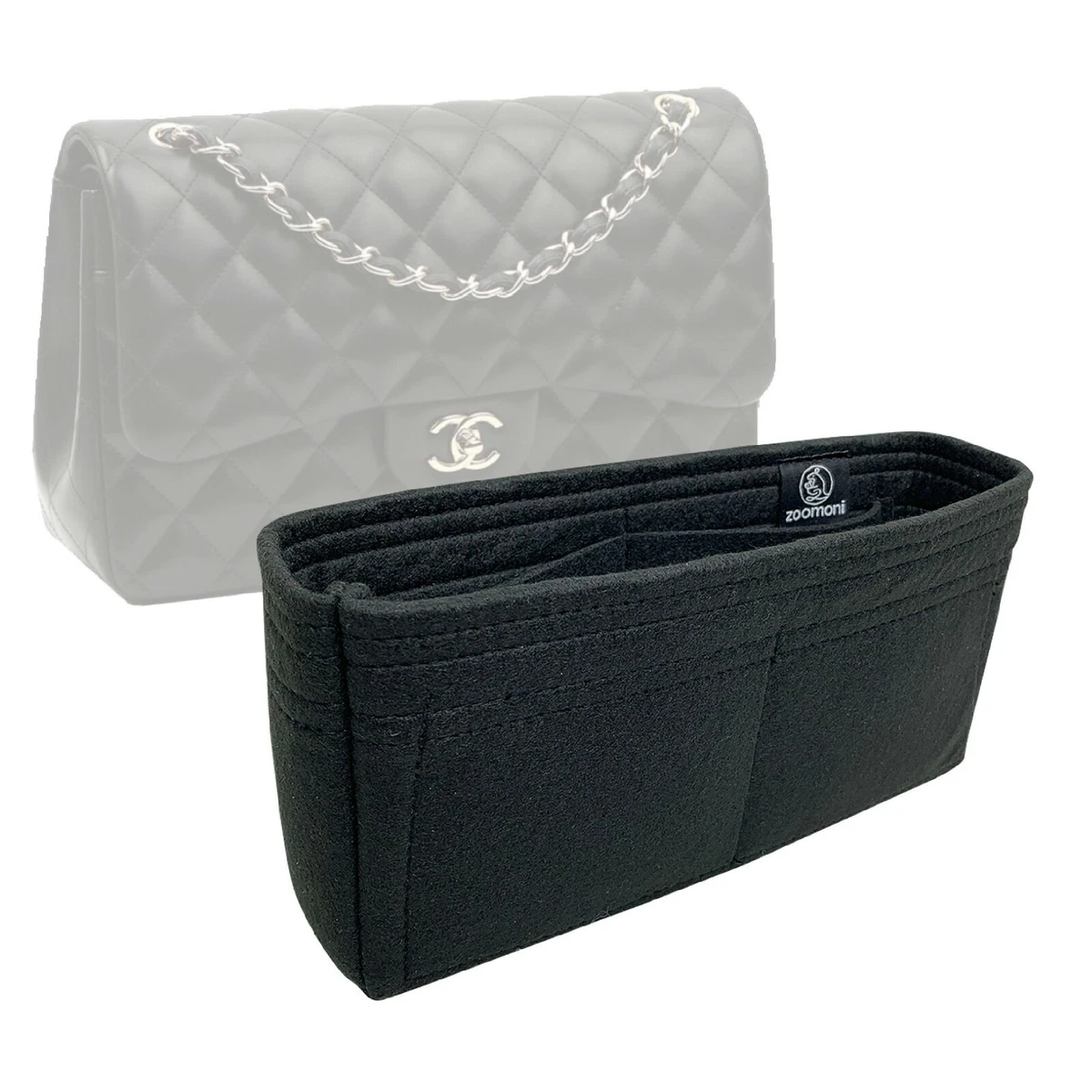 Purse Organizer Insert for Chanel 19 Large bag Organizer with Side Zipper  Pocket Claret 1016 27 * 8 * 15cm