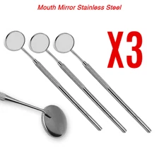 Set of 3 Dental Mouth Mirror #5 w/Handle Dental Instruments Stainless Steel