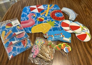 Pool Party Supplies Mylar Balloons, Cupcake Wrappers, Etc Beach Ball Theme