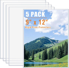 5PCS 9" x 12" Rigid Print Protectors Clear Plastic Sheet Protectors, Heavy Duty