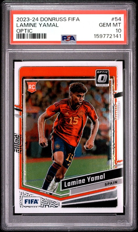 2023-24 PANINI DONRUSS FIFA OPTIC #54 LAMINE YAMAL ROOKIE RC PSA 10