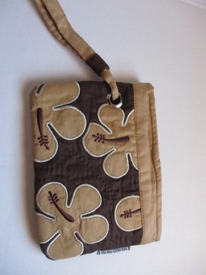 Ulu Nui Hawaiian Collection Brown Hibiscus Rectangular cosmetic bag pouch travel