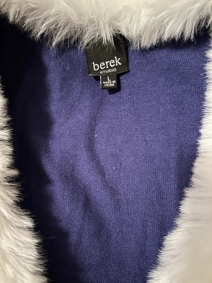 Chaleco Suéter Vintage Grande Berek Navidad Con Cuello Extraíble Blanco Imitación Piel Foto 4 de 4