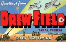 WWII Drew Field Army Air Force Postcard Tampa Florida Large Letter