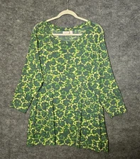 Logo Lori Goldstein Top Womens 2X Green Yellow Floral Layers Semi Sheer Coastal