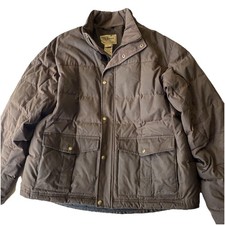 VTG L.L.Bean Men s Quilted Goose Down Jacket Cotton Shell Brown Size L DL-1101