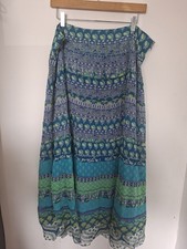 Blue Mermaid Style Maxi Skirt Floaty UK 18 Plus Size Y2K 2000s Sequin Detail