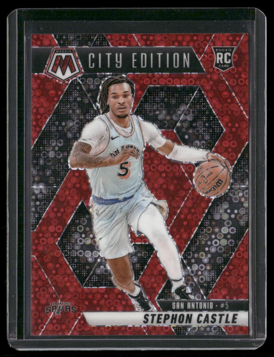 2024-25 Panini Mosaic #290 Stephon Castle Fast Break Red Mosaic #/99 RC