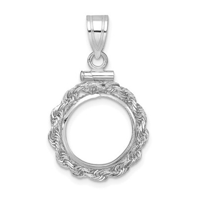 2 Peso Peso Münzeinfassung 13 mm Seil Schraubverschluss 14 Karat Weißgold
