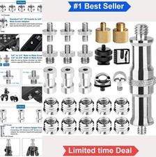 Camera Tripod Screw Adapter Set 26 Piece 1/4 to 3/8 Threaded Converter Hot Shoe