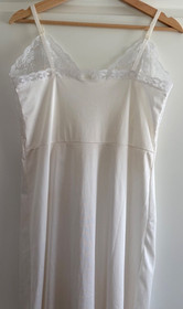 Vintage Babydoll Slip Dress 34 S M Nylon Antron III Satin Lace Coquette Feminine