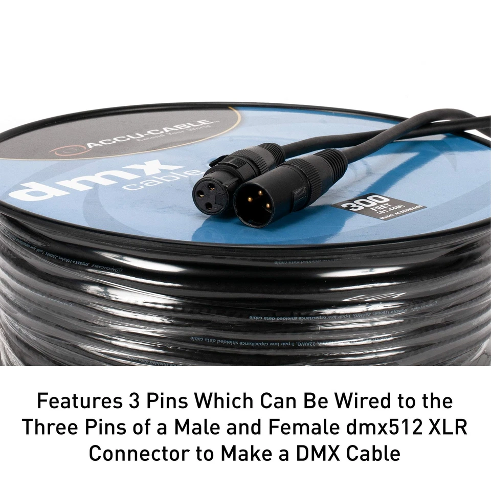 Accu Cable AC3CDMX300, DMX Stage Light , 3 Pin Extension Spool (300 FT) - Image 3 of 4