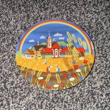 Poole Ceramic Collector Plate Village Landscape Scene Rainbow, England
