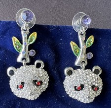NEW Rhinestone Drop Earrings Pandas 2  