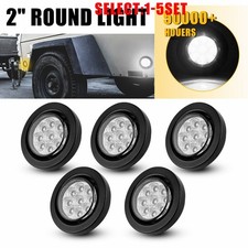 2Inches DOT White Round Trailer 9 LED Marker Lights w/Grommet for Truck RV 5-25X