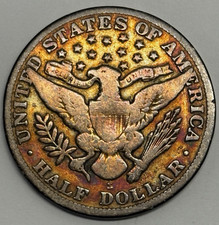 1914 S Barber Half Dollar Golden Red Toner