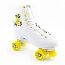 Kingdom GB Peony V3 Quad Roller Skates Yellow Embroidered Boots Womens UK 8