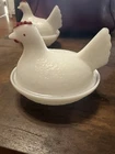 Milk Glass Hen On Nest  4 Inches Long Hazel Atlas