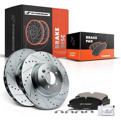 14.17'' (360mm) Front Drilled/Slotted Rotors+Pads Range Rover & Sport LR4 Disc