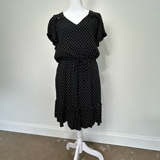 Gap Heart Ruffle Dress Small Tall Womens Hearts Black White Tie Waist Valentines