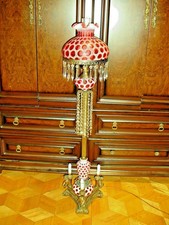 Fenton CRANBERRY Opalescent Coin Dot FLOOR cherubs Lamp W/7 bulbs, GWTW