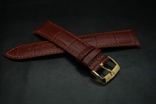 OEM Omega 18MM Genuine Brown Leather Strap  Gold Buckle