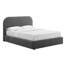 Keynote Upholstered Fabric Curved Full Platform Bed in Heathered Weave Slate