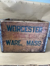Antique Worcester Soda Co. Ware, Mass MA USA Wood Crate Box Advertising Bottle