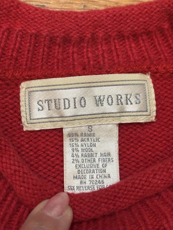 Suéter Studio Works Para Mujer Rojo Árbol de Navidad Vacaciones Cuello Redondo Talla S Jingle Bell Foto 4 de 4