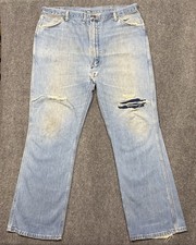 Vintage 70s Wrangler Denim Jeans Flare Distressed Faded Mens 41 Retro