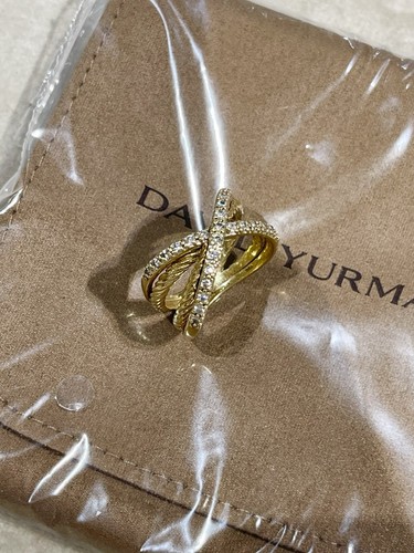 DAVID YURMAN Crossover Cable Ring, 18k Yellow Gold And Diamonds, Size 7.