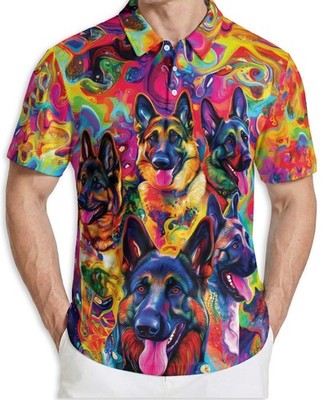 German Shepherd Dog Men's Polo Shirt Short Sleeve Casual Pet Lover Shirt