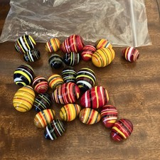 JOB LOT OF 25 STRIPED GLASS DECORATIVE EGGS