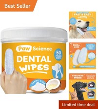 Gentle Dental Wipes for Cats Dogs - Freshens Breath Cleans Teeth