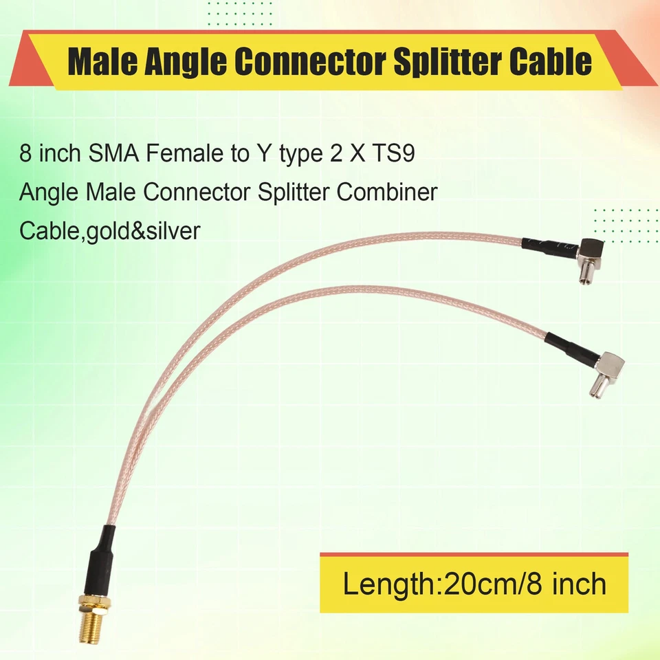 8 inch SMA Female to Y type 2 X TS9 Angle Male Connector Splitter Combiner5667 - Image 4 of 4
