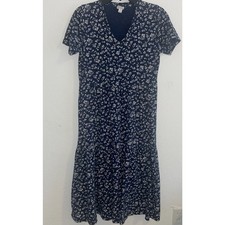 J. Crew Women's Navy and White Floral Small Size Midi Dress 