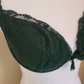 la perla lace underwire bra tassle accent deep forest green size 36C