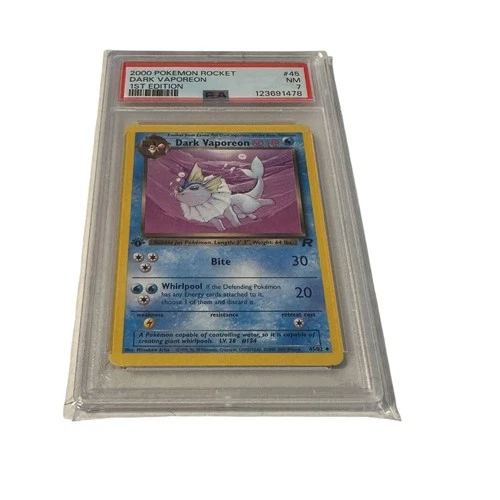 2000 PSA 7 Pokemon Dark Vaporeon 1st Edition Rocket #45 Graded