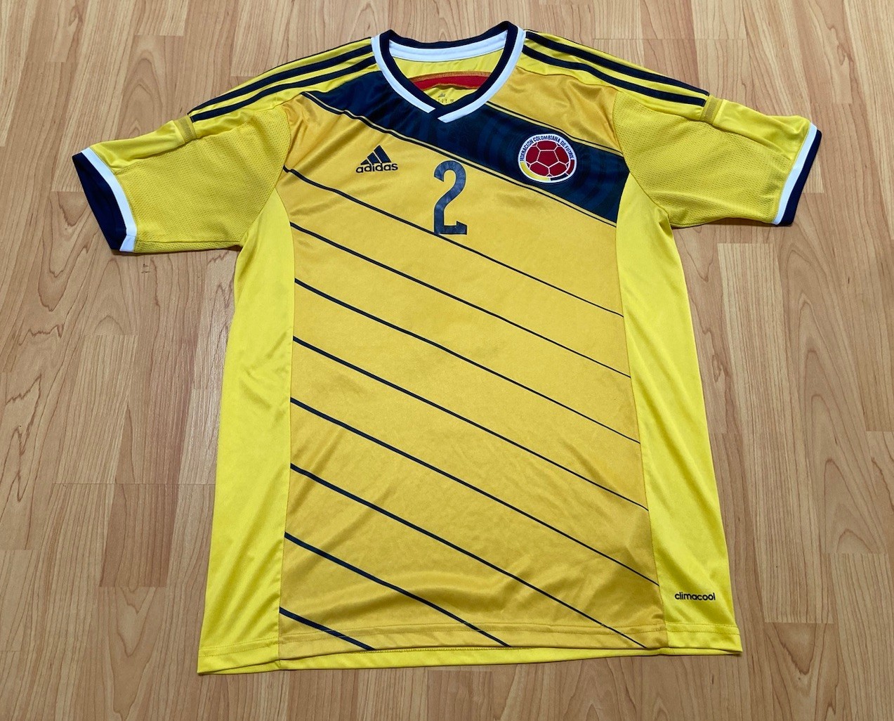 Colombia National Soccer Team Home Jersey Escobar #2 Adidas Yellow Vtg Throwback