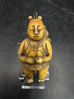 Antique Bovine Bone Carved Boy Pendant Read Description Estate