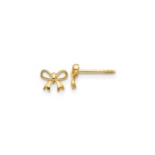14k Yellow Gold Childrens Bow Post Earrings