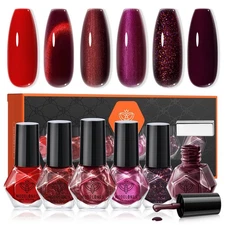 6 Colors Cat Eye Nail Polish Set-Esmaltes Ojo de Gato,Magnético-Magnetic Quick..