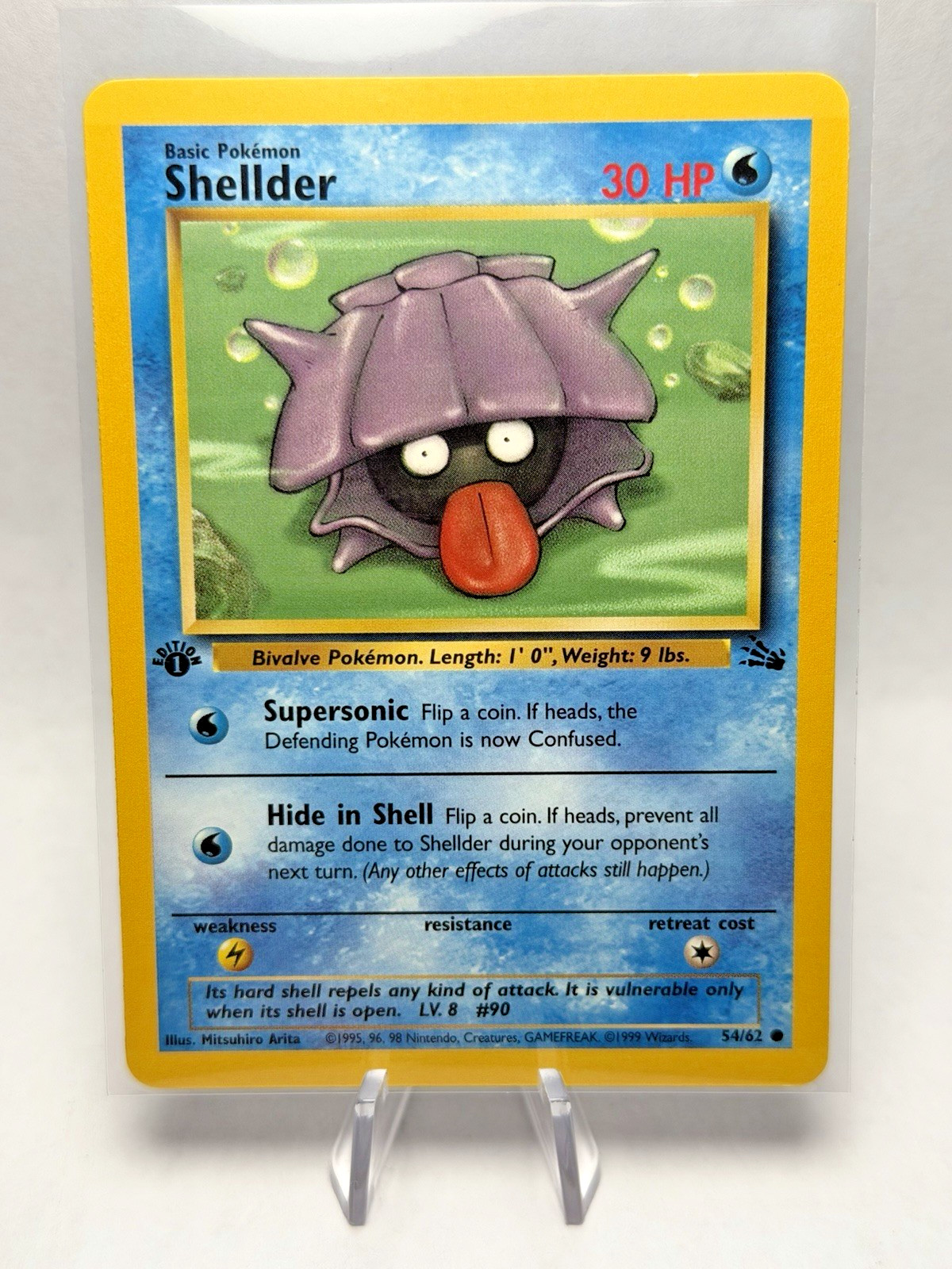 1st Edition Shellder 54/62 Fossil Set Rare Vintage 1999 Pokemon Card - Near Mint