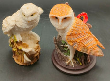 2 x 10cm Barn Owl Figurines by Andy Pearce 2002 Eaglemoss Country Bird Vtg