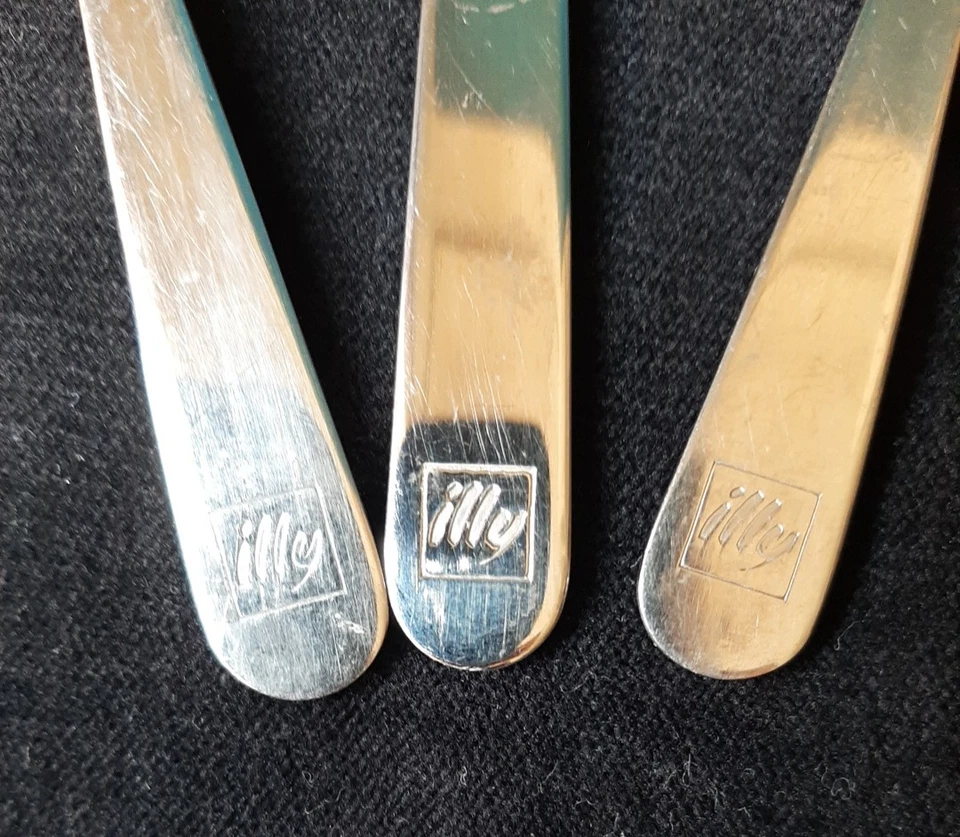 TRE CUCCHIAINI ILLY CAFFE' ACCIAIO INOX 18/10 DUE UGUALI UNO PIU' LUNGO - Immagine 3 di 3