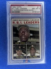 1964 Topps #11 N.L. R.B.I. Leaders H.Aaron/K.Boyer/B.White PSA 8