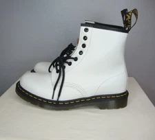 Dr. Martens 1460 White 8-hole Boots Women's 9 Smooth Leather Yellow Stitching