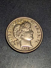 1913 10c Silver Barber Dime - Luster - AU/UNC