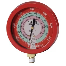 Yellow Jacket 49515 Gauge, 3 1/8In Dia, High Side, Red, 800 Psi