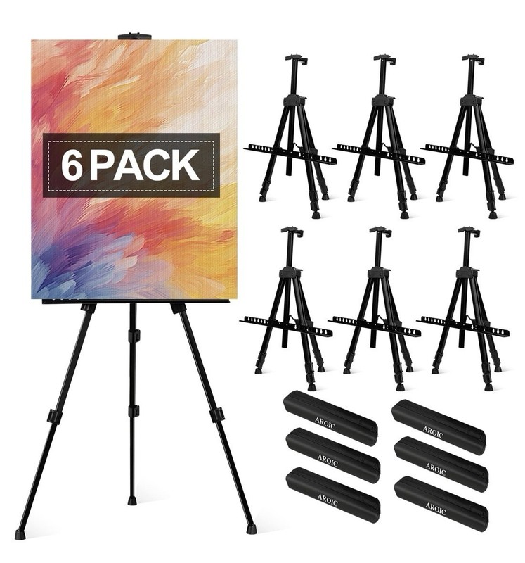 AROIC 6 Pack Painting Display Easel Adjustable Tripod from 20-66”